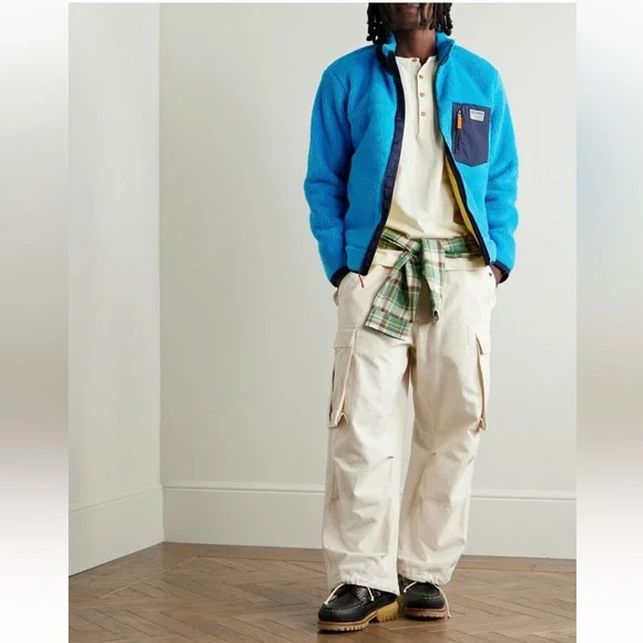 Polo Ralph Lauren Blue Sherpa Fleece Jacket with Navy Pocket - Picture 12 of 13